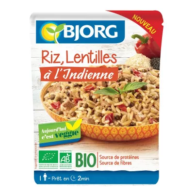 Riz et lentille.à l'indienne BIO 220g - BJORG