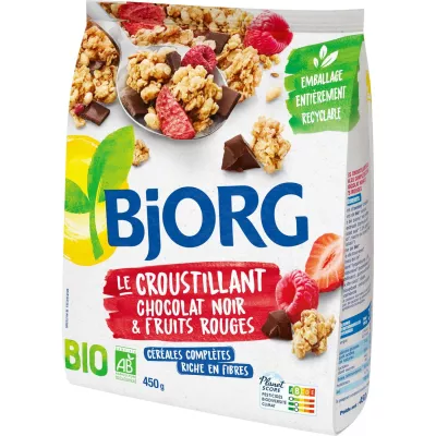 Biologische Rood Fruit Choco Krokante Granen 450g - Bjorg