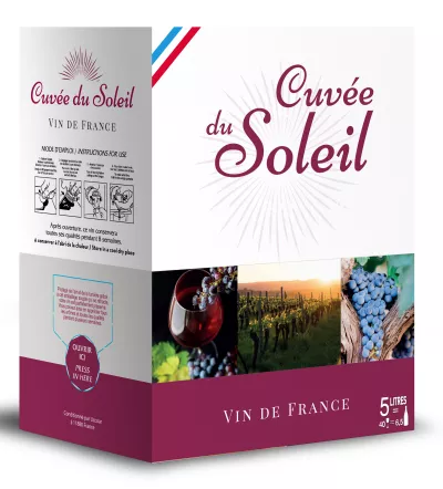 النبيذ الأحمر الفرنسي، 11 درجة، مريلة 5 لتر - CUVEE DU SOLEIL