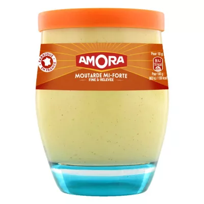 Mostaza fina y picante medio picante en vaso de 230g - AMORA