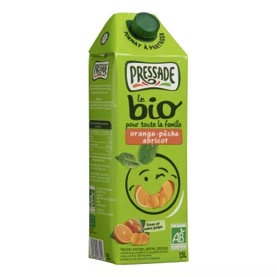 Néctar ORGÁNICO de naranja/melocotón/albaricoque 1,5L - PRESSADE