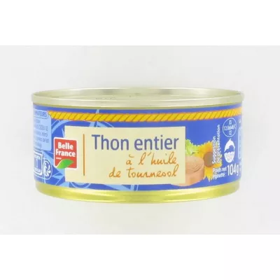 Tuna nzima katika mafuta ya alizeti 160g - BELLE FRANCE