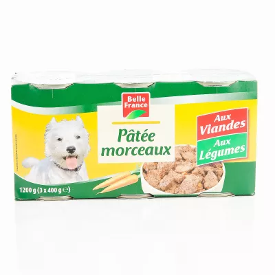 Паштет с кусочками говядины и овощей для собак 3х400г - BELLE FRANCE