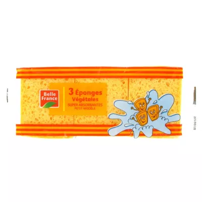 Esponja Vegetal Super Absorbente Modelo Pequeño x 3 - BELLE FRANCE