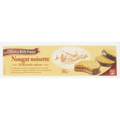 スイスビスケットX10 ヘーゼルナッツヌガー 100g - Les DÉlices De Belle France