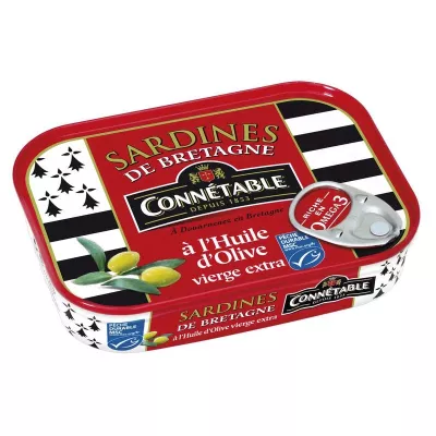 Sardines de Bretagne à l'Huile d'Olive Extra Vierge, 135g - CONNÉTABLE