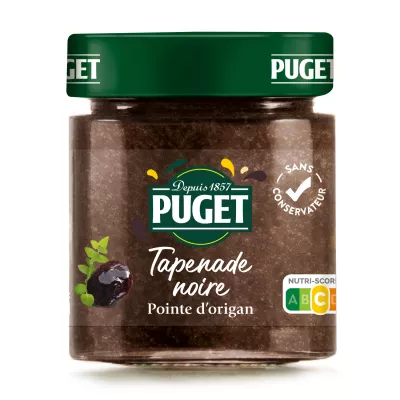 Tapenade Olives Noires pointe d'Origan, 120g - puget
