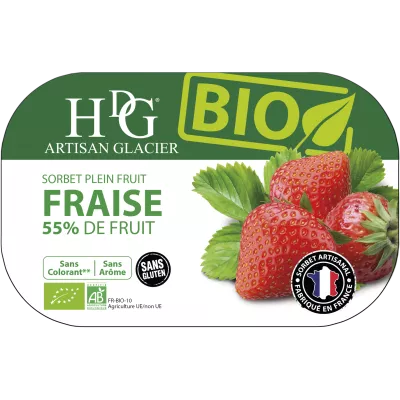 Biologische Aardbeiensorbet 487,5g - Histoires De Glaces