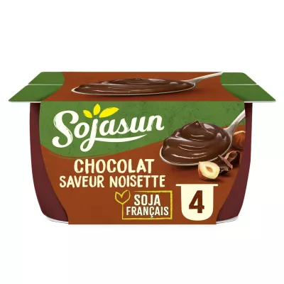 Dessert végétal soja chocolat saveur noisette 4x100g - SOJASUN