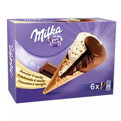 Glace cônes chocolat & vanille x6 405g - MILKA