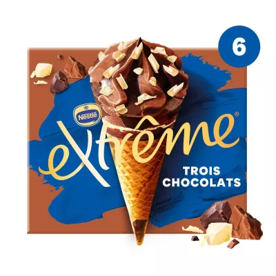 Glace Cône trois chocolats 444g -EXTREME