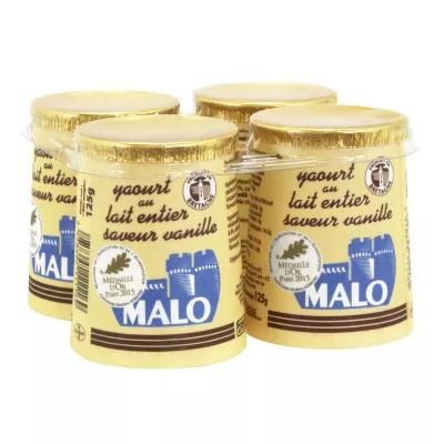 Vanille Volle Melk Yoghurt 4x125g - Malo