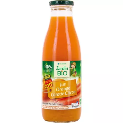 Zumo ecológico de naranja, zanahoria y limón 75cl - JARDIN Bio