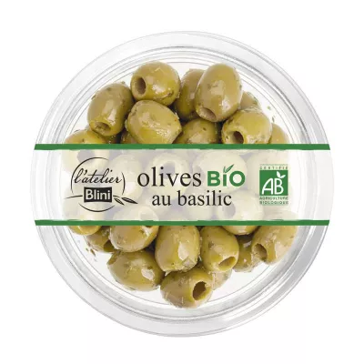 Grüne Bio-Oliven mit Basilikum - L'ATELIER BLINI