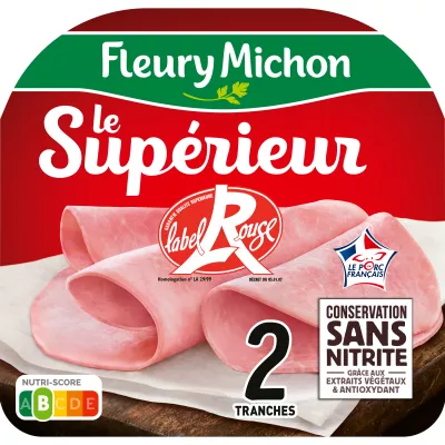 Jambon de Porc Label Rouge sans Nitrite, 2 Tranches - FLEURY MICHON