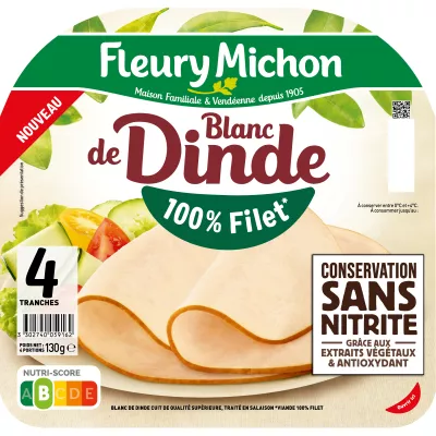 Pechuga de pavo en conserva sin nitritos 100% filete 4 lonchas - FLEURY MICHON