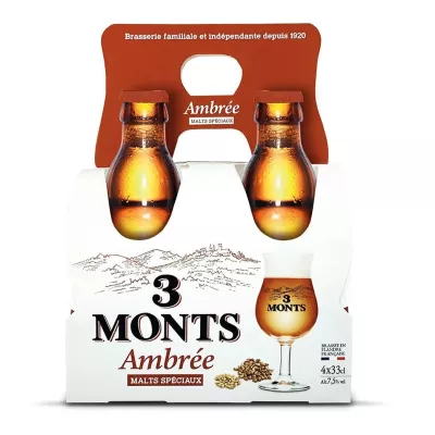 Янтарное пиво, 7,5°, 4x33cl - 3 MONTS