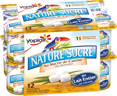 Plain yogurt sweetened with cane sugar X12 - YOPLAIT