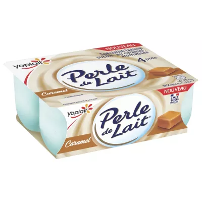 Yaourt brassé saveur caramel PERLE DE LAIT 4x125g - YOPLAIT