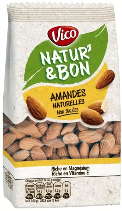 Amandes Naturel les Non Grillées, 200g - NATUR' & BON