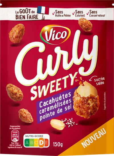 Cacahuètes Caramélisées Pointe de Sel, 150g  - CURLY