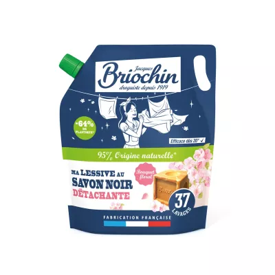 Lessive Liquide Recharge au Savon Noir Détachante Bouquet Floral 1,7L - BRIOCHIN