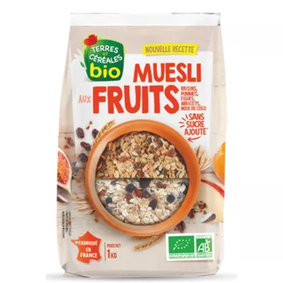 Muesli aux fruits Bio 1kg - TERRES ET CÉRÉALES