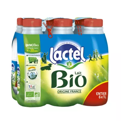 Lait entier Bio 6x1L - LACTEL