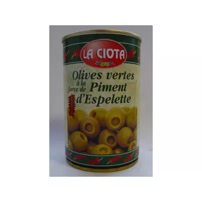 Olives Vertes Farcies au Piment d'Espelette, 120g  - LA CIOTA