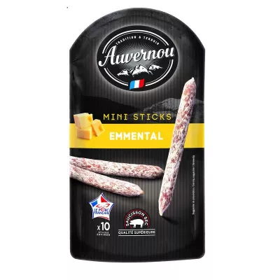 Mini Stick Emmental Salchicha x10 100g - AUVERNOU