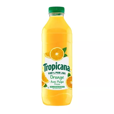 عصير برتقال معصور مع لب العصير النقي 1 لتر - TROPICANA