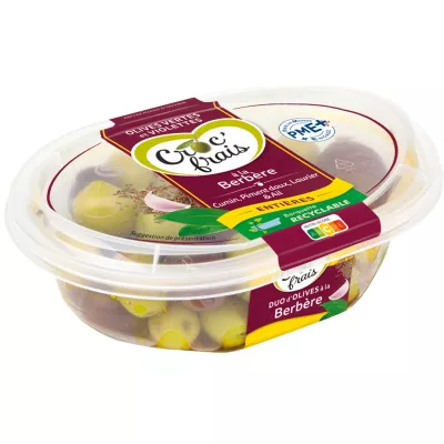 Berber-stijl groene en violette olijven 250g - Croc'frais