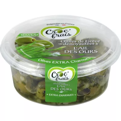 Mizeituni ya kijani iliyowekwa na vitunguu vya Bears 150g -croc'frais