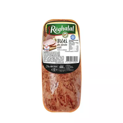 Roti de Dinde Halal Cuit, 800g - RÉGHALAL