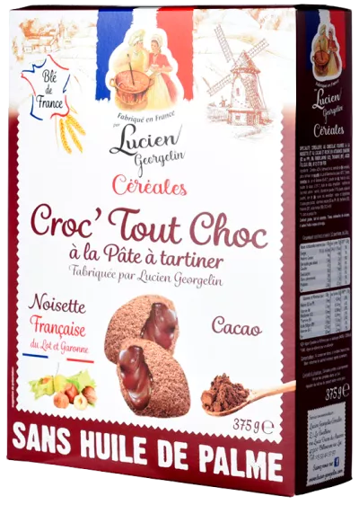 Croc'tout ChocCojín de chocolate relleno de crema de avellanas Lot & Garonne y cacao 375 g - LUCIEN GEORGELIN