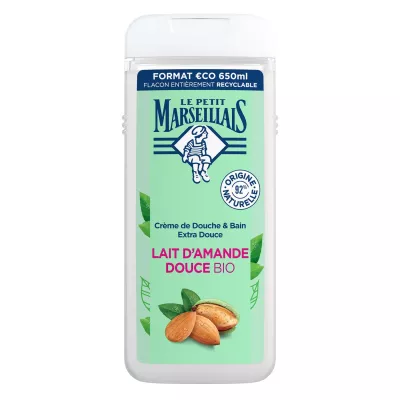 Biologische zoete amandelmelk douchegel hydrateert en voedt 650 ml - LE PETIT MARSEILLAIS