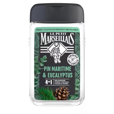 Duschgel für Männer, 4 in 1 Seekiefer und Eukalyptus, 250 ml - Le Petit Marseillais