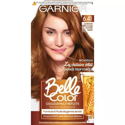 Coloration Belle Color Garnier 6.41 Châtain Très Clair Cuivré Sage - GARNIER