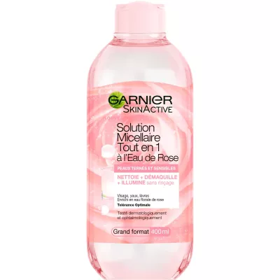Solution Micellaire Tout en 1 à l'Eau de Rose, Peaux Ternes et Sensibles 400ml - GARNIER