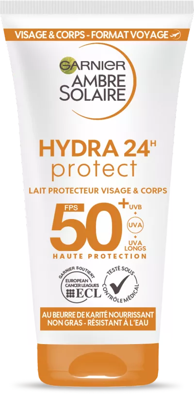 Lait solaire hydra 24H protect SPF 50+ visage & corps 50ml - GARNIER