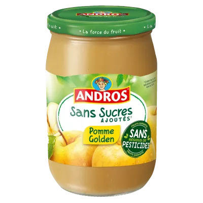 Compote Pomme Golden Sans Sucre Ajouté et Sans Résidu de Pesticide 640g - ANDROS