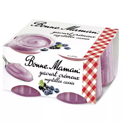 Yaourt crémeux saveur myrtille/Cassis 4x125g - BONNE MAMAN