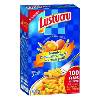 Pasta concha rayada grande 250g - LUSTUCRU