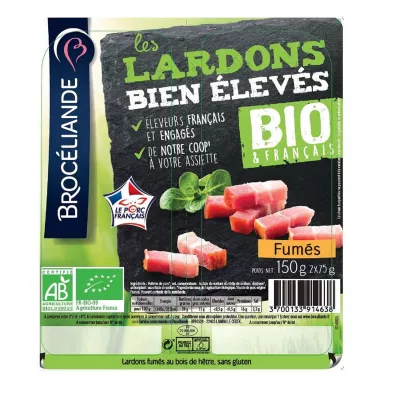 Lardon Fume Bio 2x75g - BROCELIANDE