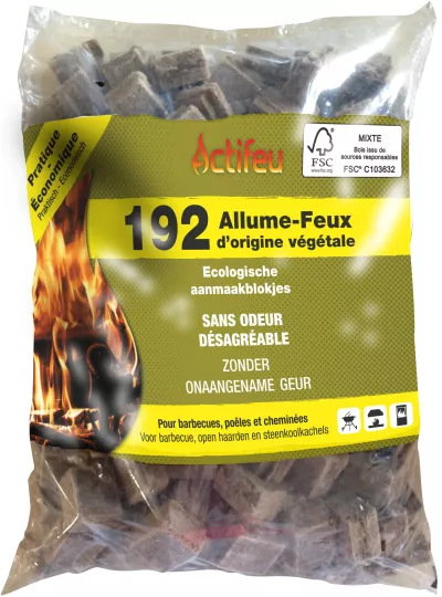 192 Cubes Allume Feu Bois Comp
