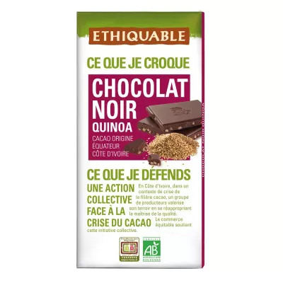 Tablette De Chocolat Noir Quinoa Pérou Equateur Bio 100g - Ethiquable