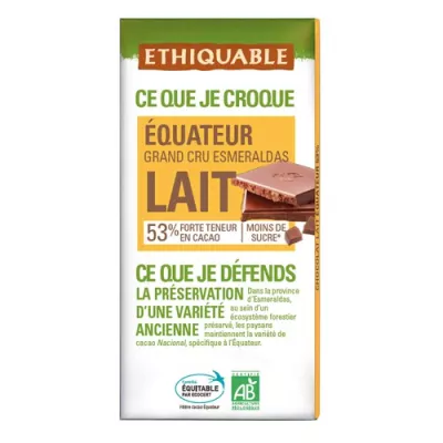 Milchschokoladenriegel 53 % Kakao aus Guatemala, Bio, 100 g - Ethiquable