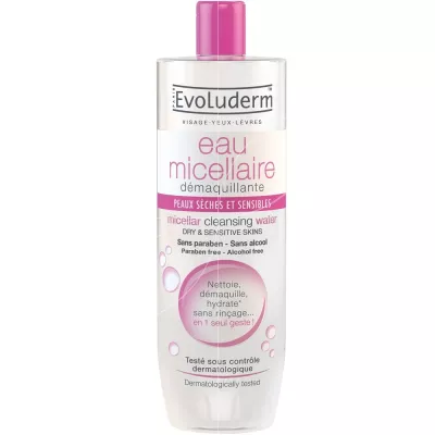 Micellar Makeup Remover Water for Dry and Sensitive Skin 500ml - Evoluderm