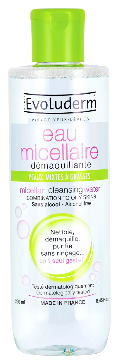 ミセラー メイクアップ リムーバー ウォーター コンビネーション トゥー オイリー スキン 250ml - Evoluderm