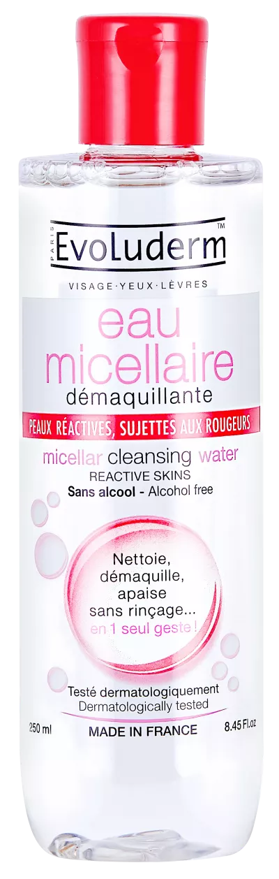 Micellar Makeup Remover Water for Reactive Skin. Prone to Redness 250ml - Evoluderm